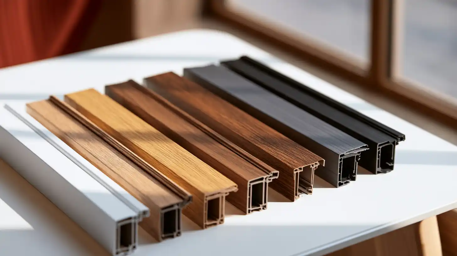 Detailed view of wood finish uPVC windows and doors