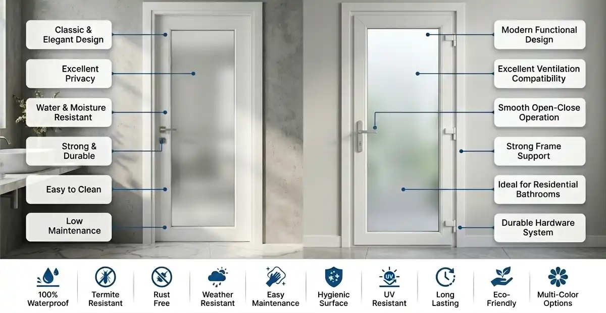 uPVC Bathroom Door Options - Panel and Sliding Designs by ENMAKK