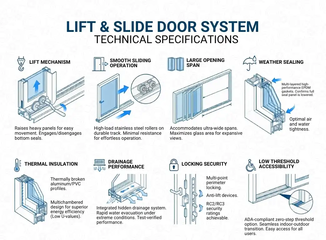 Technical Features of Lift and Slide Door Systems